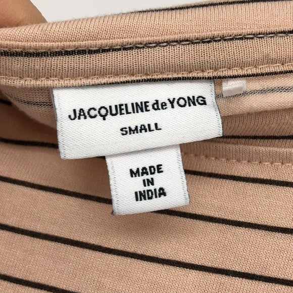 Jacqueline De Yong pale pink striped 3/4 sleeve t-shirt - Picture 3 of 14